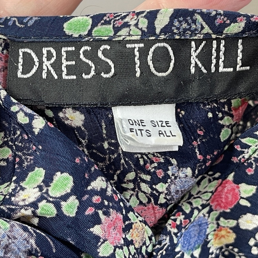 Vintage Dress To Kill Jane‎ Mohr Floral Navy Floral Dress Cottagecore Grannycore - Picture 10 of 16